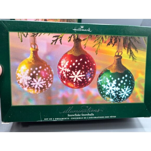 Hallmark Illuminations Snowflake Snowballs Ornaments 6 Pc LED Light - Picture 4 of 6